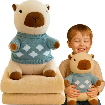 plyšák PLYŠÁK KAPYBARA 3V1 VELKÝ PLYŠOVÝ MAZLÍČEK PŘÍTULNÍČEK POLŠTÁŘ 45 CM + DEKA