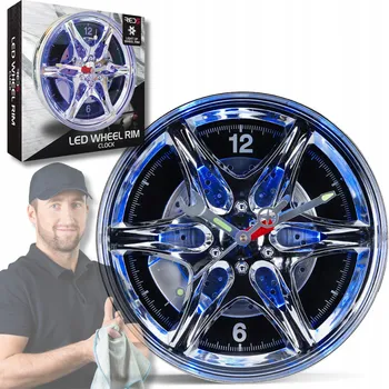 Hodiny Hodiny do auta – Ráfek kola **Neonově osvětlené** 27 cm