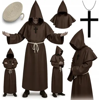 Karnevalový kostým MNIŠSKÝ HABIT KOSTÝM KOSTÝM MNICH PLÁŠŤ DOPLŇKY KNĚZ MNIŠSKÝ HABIT HALLOWEEN