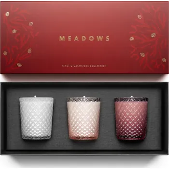 Svíčka MEADOWS Dárková kolekce svíček Meadows – Mystic Cashmere Red 3 x 80 g
