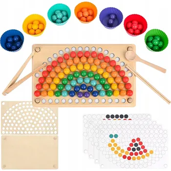 Dřevěná hračka Montessori vzdělávací hračka Mozaika Korálky Dřevěné kuličky 93 KUSŮ
