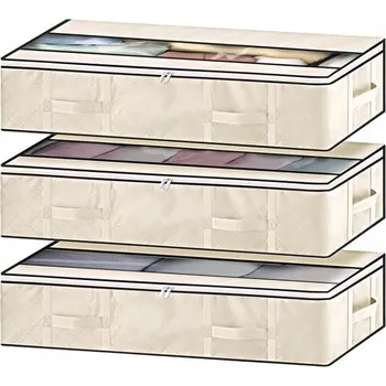 Úložný box 3x ORGANIZÉR NA OBLEČENÍ, POVLEČENÍ POD POSTEL DO SKŘÍNĚ SADA - PROSTORNÉ TAŠKY