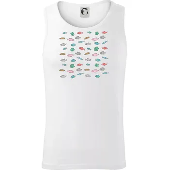 Triko plné ryb - Tílko pánské Core - L ( Bílá )