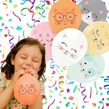 Balónek BALÓNKY KOČKY, KOČKA, HRAČKY, KOČKA, SADA BALÓNKŮ S POTISKEM PRO DĚTI 6 Ks