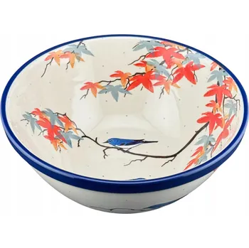 Střední miska na salát 1 L UNIKÁT Podzim ptáček U5074 Bolesławiec