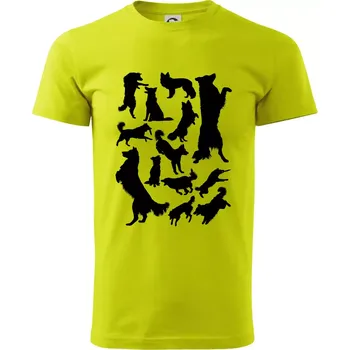 Border kolie siluety - Klasické pánské triko vyšší gramáže - S ( Limetková )