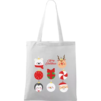 Nákupní taška Vánoční koule - Taška bavlněná - 42 x 38 cm ( Bílá )