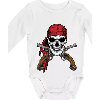 Pirát s bambitkou - Body kojenecké s dlouhým rukávem - Dlouhý r. 3-6 měs ( Bílá )