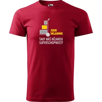 Pánská móda Sablio Tričko s potiskem pro skladníka Jsem skladník, taky máš nějakou superschopnost? - červené 4XL