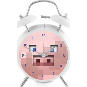 Budík Hlasitý budík s retro zvonky - Pink Pig