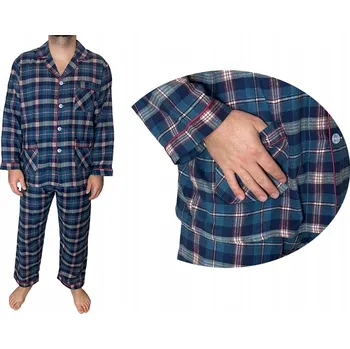 Pánské pyžamo Pánské flanelové pyžamo, rozepínací, bavlněné bavlna Formax 3XL