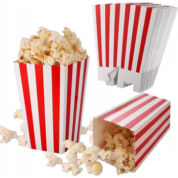 Dárková krabička 50x KRABIČKA PAPÍROVÁ NA POPCORN SKLÁDACÍ SADA