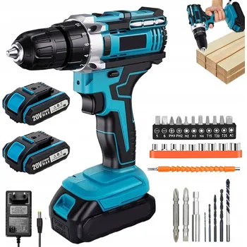 PŘÍKLEPOVÁ VRTAČKA AKUMULÁTOROVÁ ELEKTRICKÁ S LED 1500 OT./MIN 20V + 2 AKU