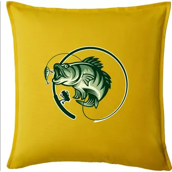 Polštář Ryba s prutem - Polštář 50x50 - 50x50 - Včetně výplně ( Žlutá )