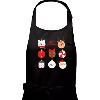 Kuchyňská zástěra Vánoční koule - Dámská zástěra na vaření - Univerzální velikost ( Černá )