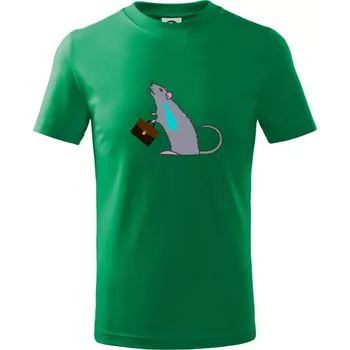 Chlapecké tričko Krysa kancelářská barevná (Moňas) - Tričko dětské bavlněné - 98 cm / 2 roky ( Středně zelená )