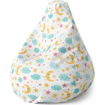 Sedací pytel Sablio Sedací vak Pear Měsíc a modré mráčky - 70 x 95 x 15 cm