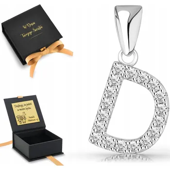 Přívěsek Stříbrný přívěsek písmeno D na řetízek se zirkony 925 stříbrné přívěsky