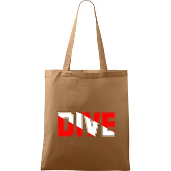 Nákupní taška Dive nápis vlajka - Taška bavlněná - 42 x 38 cm ( Cappuccino )