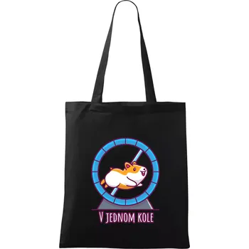 Nákupní taška Křeček v jednom kole - Taška bavlněná - 42 x 38 cm ( Černá )