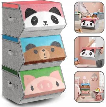 Úložný box 3 ks SKLÁDACÍ ÚLOŽNÉ BOXY ORGANIZÉRY SADA LÁTKOVÝCH KOŠÍKŮ