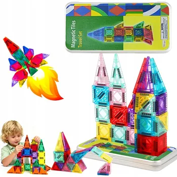 ostatní stavebnice 3D magnetické dlaždice Stavební Stavebnice 36 ks s kovovou krabička