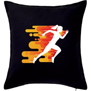 Polštář Běhání - oranžová žena - Polštář 50x50 - 50x50 - Pouze potah ( Černá )