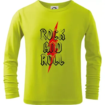 Chlapecké tričko Rock and Roll blesk - Triko dětské Long Sleeve - 158 cm/12 let ( Limetková )