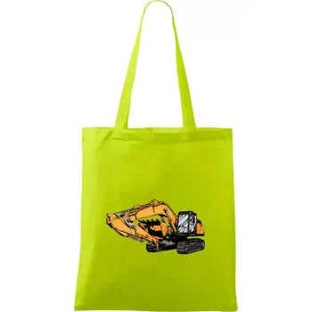 Žlutý bagr z boku - Taška bavlněná - 42 x 38 cm ( Limetková )