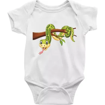 Kojenecký body Had na větvi - Body kojenecké s krátkým rukávem - Krátký r. 6-12 mes ( Bílá )