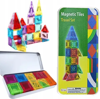 ostatní stavebnice Stavebnice magnetické, vzdělávací, kreativní, kostrukční, 34 ks, kovová krabička