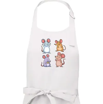 Kuchyňská zástěra Barevné myši - Dámská zástěra na vaření - Univerzální velikost ( Bílá )