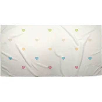 Ručník Sablio Ručník Barevná srdíčka na béžové - 70x140 cm