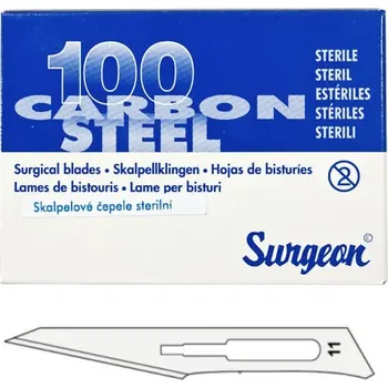 Skalpelové čepelky karbonové sterilní č. 11, 100 ks