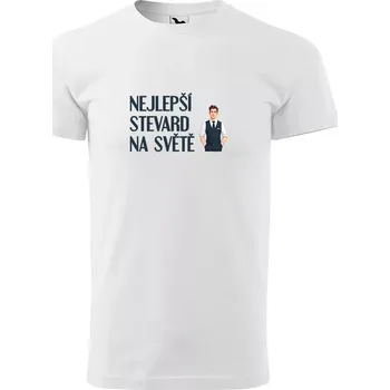 Pánské tričko Sablio Tričko s potiskem Nejlepší stevard na světě - bílé 4XL