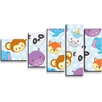 Obraz Sablio Obraz - 5-dílný Zoo pro děti - 100x60 cm