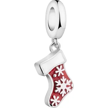 Přívěsek Stříbrný přívěsek Beads se smaltem – vánoční ponožka, Vánoce - AP540-6064