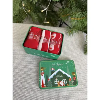 Dámské ponožky Vánoční sada ponožek v plechové dárkové krabičce Barva: Červený vánoční mix, Velikost: 35-38