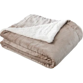 deka České povlečení Mikroplyšová deka s beránkem BÉŽOVÁ 220x200cm Béžová