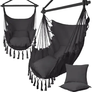 Křeslo Závěsné brazilské křeslo s polštáři, černé