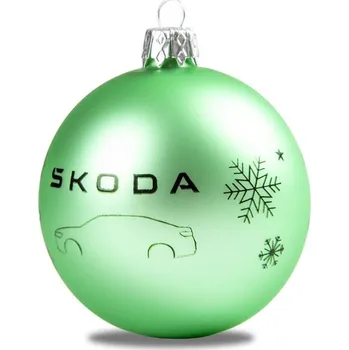 Vánoční ozdoba ŠKODA AUTO original Vánoční ozdoba koule Škoda Auto 6U0087703DH 8 cm Matná electric green