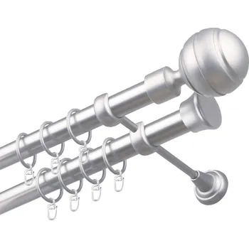 Garnýž Garnýž kovová dvouřadá 25/25mm Paola satina 130 cm (do stěny / kroužky s háčkem)