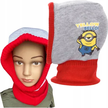 Čepice ČEPICE NÁKRČNÍK KUKLA PRO DĚTI 5-8 LET Mimoni ŠEDÁ