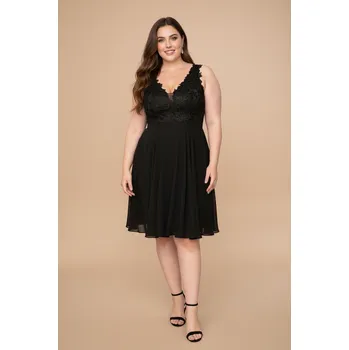 Dámské šaty EVA & LOLA Koktejlové šaty pro plnoštíhlé MATHIE černé Barva: Černá, Velikost: 46