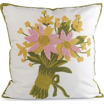 Povlak na polštářek Povlak na polštář vyšívané květy 45x45 cm, střední, 2 krémová nejsvět. růžová