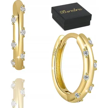 Náušnice Zlaté stříbrné náušnice RYZOST 925 Kruhy se Zirkony STŘÍBRO KRUHY Dámské