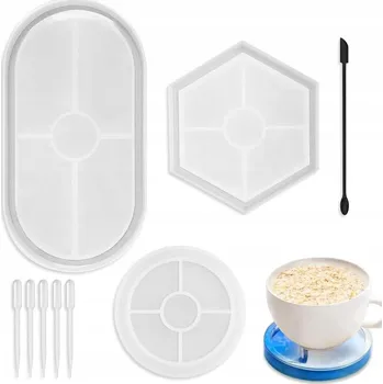 SADA SILIKONOVÝCH FOREM Z EPOXIDOVÉ PRYSKYŘICE NA PODTÁCKY