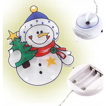 Vánoční dekorace VÁNOČNÍ DEKORACE SNĚHULÁK LED OZDOBA DO OKNA SVĚTELNÝ ŘETĚZ NA BATERIE