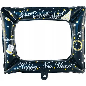 Balónek Foliový balónek Rámeček SELFIE pro fotografie HAPPY NEW YEAR Gadget na Silvestra