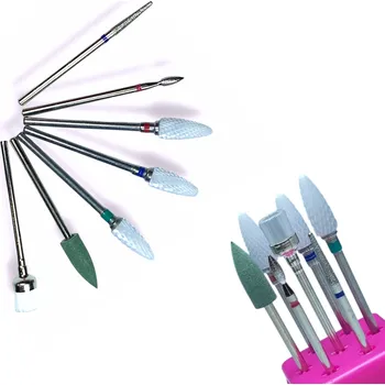 Sada fréz na nehty keramické diamantové pro hybridní manikúru a úpravu kůžičky, 7 ks